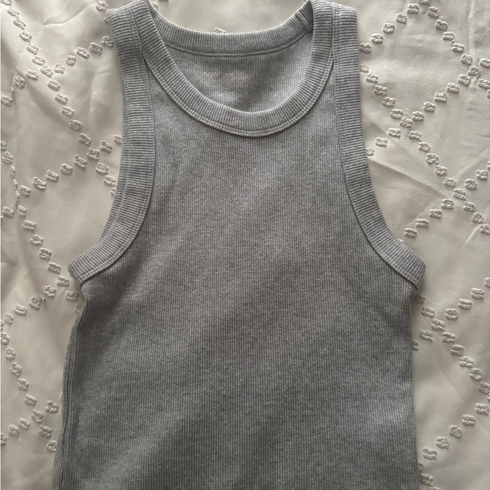aerie Light Gray Ribbed Kids Tank Top